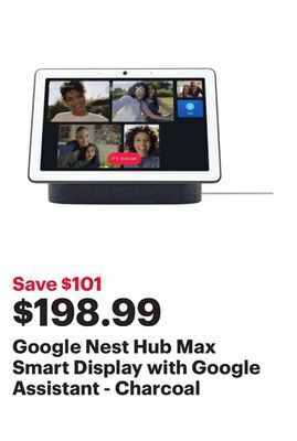 Best Buy Google nest hub max smart display with google assistant - charcoal offer