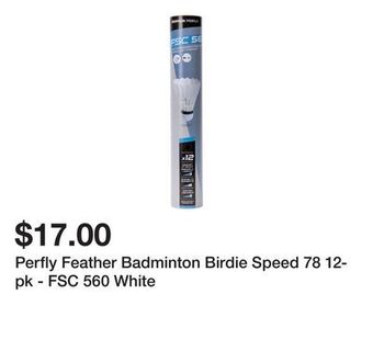 Decathlon Perfly feather badminton birdie speed 78 12-pk - fsc 560 white offer