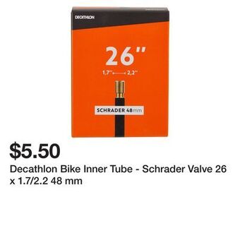 Decathlon Decathlon bike inner tube - schrader valve 26 x 1.7/2.2 48 mm offer