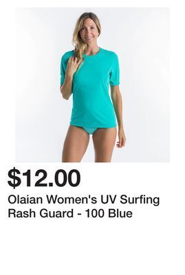 Decathlon Olaian women's uv surfing rash guard - 100 blue offer