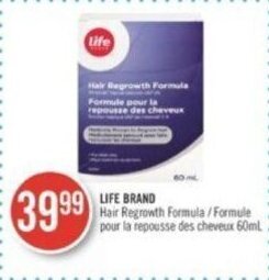 Shoppers Drug Mart LIFE BRAND Hair Regrowth Formula 60mL offer