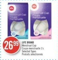 Shoppers Drug Mart LIFE BRAND Menstrual Cup offer