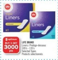 Shoppers Drug Mart LIFE BRAND Liners offer