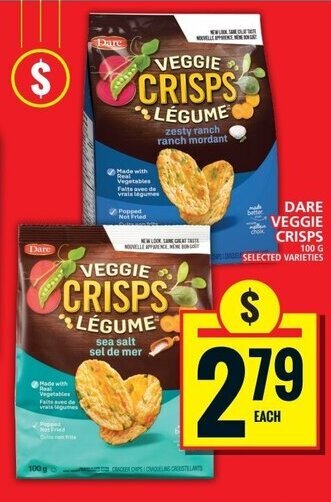 Food Basics DARE VEGGIE CRISPS 100G offer