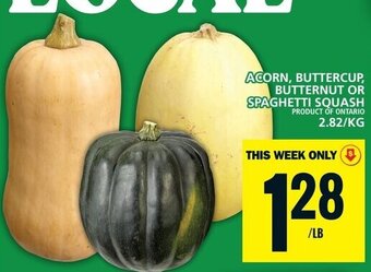 Food Basics ACORN, BUTTERCUP, BUTTERNUT OR SPAGHETTI SQUASH 2,82/KG offer