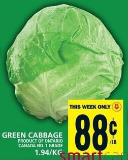 Food Basics GREEN CABBAGE offer