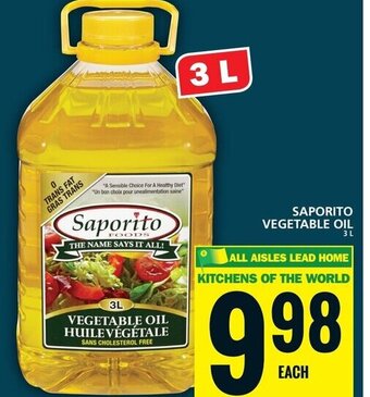 Food Basics SAPORITO VEGETABLE OIL 3L offer