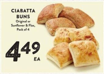 Nesters Market CIABATTA BUNS Original or Sunflower & Flax, Pack of 4 offer
