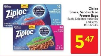 Walmart Ziploc Snack, Sandwich or Freezer Bags offer