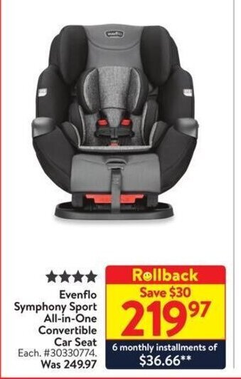 Walmart Evenflo Symphony Sport All-in-One Convertible Car Seat offer