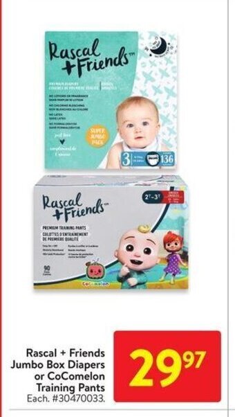 Walmart Rascal + Friends Jumbo Box Diapers or CoComelon Training Pants offer