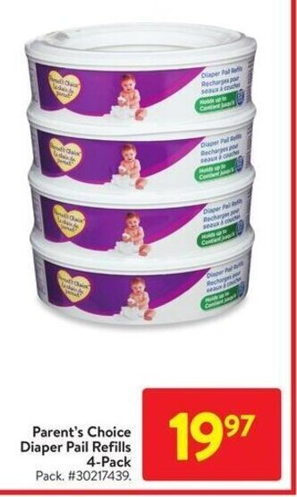 Walmart Parent's Choice Diaper Pail Refills 4-Pack offer