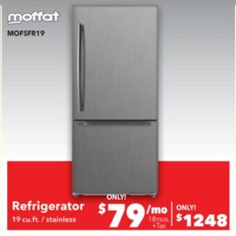 Surplus Furniture Moffat stainless steel 19 cu ft refrigerator with drawer offer