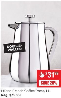 Kitchen Stuff Plus Milano french coffee press, 1 l offer