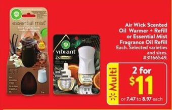 Walmart Air Wick Scented Oil Warmer + Refill or Essential Mist Fragrance Oil Refill offer