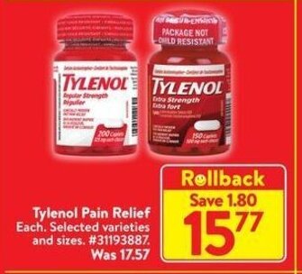 Walmart Tylenol Pain Relief offer