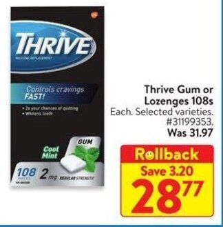 Walmart Thrive Gum or Lozenges 108s offer