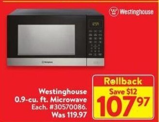 Walmart Westinghouse 0.9-cu. ft. Microwave offer
