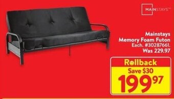 Walmart Mainstays Memory Foam Futon offer