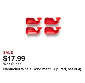 TSC Stores Nantucket whale condiment cup (red, set of 4) offer