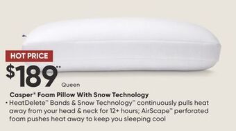 Sleep Country Casper foam pillow with snow technology offer