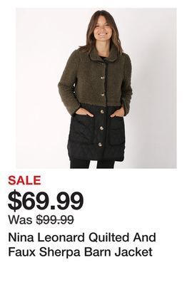 TSC Stores Nina leonard quilted and faux sherpa barn jacket offer