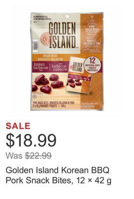 Costco Golden island korean bbq pork snack bites, 12 × 42 g offer