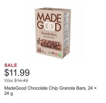 Costco Madegood chocolate chip granola bars, 24 × 24 g offer
