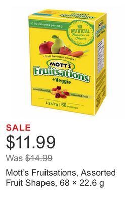 Costco Mott's fruitsations, assorted fruit shapes, 68 × 22.6 g offer