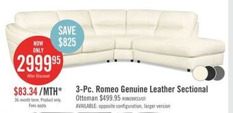The Brick Romeo 3-piece genuine leather right-facing sectional - beige offer