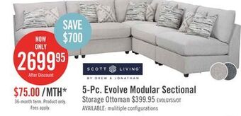 The Brick Evolve linen-look fabric 5-piece modular sectional with 4 armless chairs - light grey offer