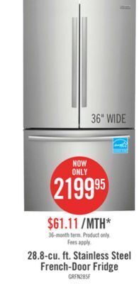 The Brick Frigidaire gallery 28.8 cu. ft. french-door refrigerator - grfn2853af offer