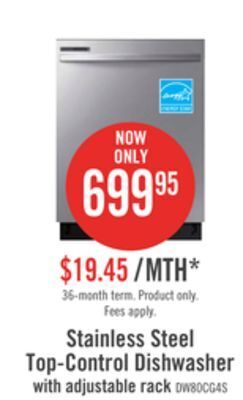 The Brick Samsung 24 top-control dishwasher with adjustable rack - dw80cg4021sraa offer