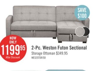 The Brick Weston 2-piece linen-look fabric right-facing futon sectional - steel offer