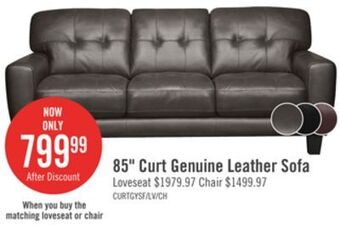 The Brick Curt genuine leather sofa - grey offer
