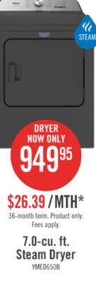 The Brick Maytag 7 cu. ft. pet pro electric dryer - ymed6500mbk offer