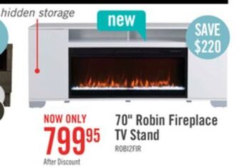 The Brick Robin 70 tv stand with crystal ember firebox offer