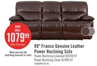 The Brick Franco genuine leather power reclining sofa - brown offer