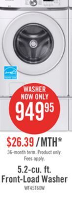 The Brick Samsung 5.2 cu. ft. front-load washer - wf45t6000aw/us offer