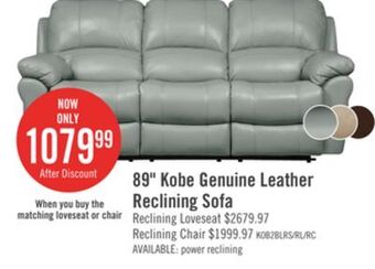 The Brick Kobe genuine leather reclining sofa - blue offer