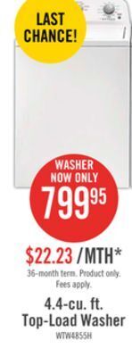 The Brick Whirlpool 4.4 cu. ft. top-load washer with soaking cycles wtw4855hw offer