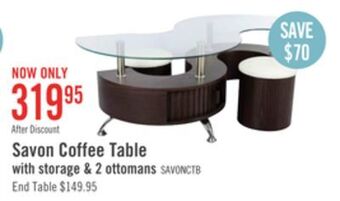 The Brick Savon coffee table with two ottomans - walnut offer