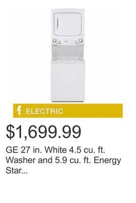 Costco Ge 27 in. white 4.5 cu. ft. washer and 5.9 cu. ft. energy star laundry centre offer