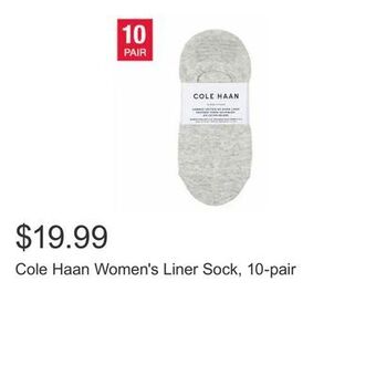Costco Cole haan women's liner sock, 10-pair offer