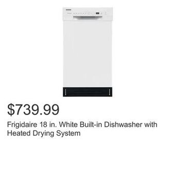 Costco Frigidaire 18 in. white built-in dishwasher with heated drying system offer
