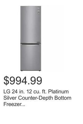Costco Lg 24 in. 12 cu. ft. platinum silver counter-depth bottom freezer refrigerator with door cooling+ system offer