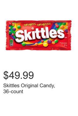 Costco Skittles original candy, 36-count offer