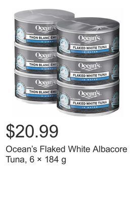 Costco Ocean's flaked white albacore tuna, 6 × 184 g offer
