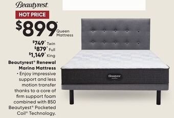 Sleep Country Beautyrest renewal marina mattress offer