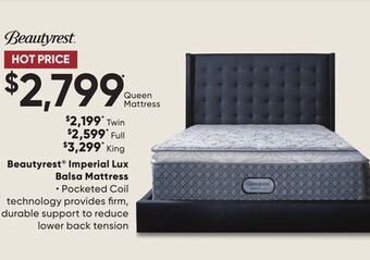 Sleep Country Beautyrest imperial lux balsa mattress offer